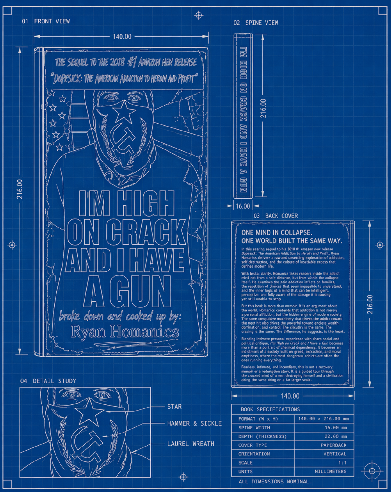 Blueprint-style printed volume study for the IHOCAIHAG book
