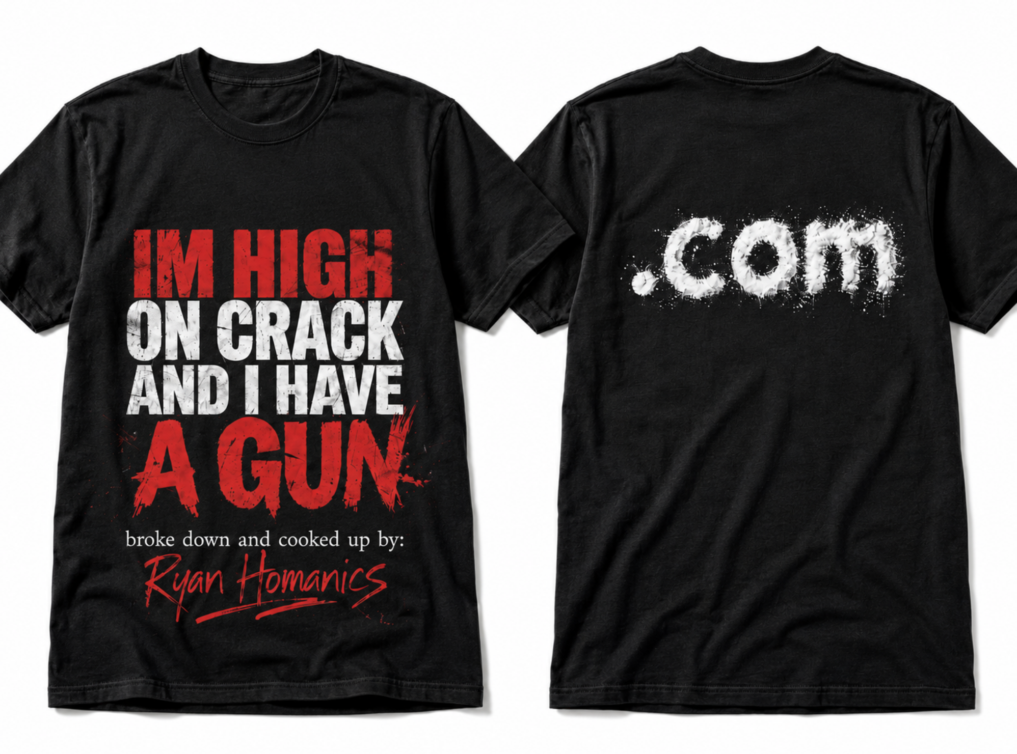 Black IHOCAIHAG shirt front and back