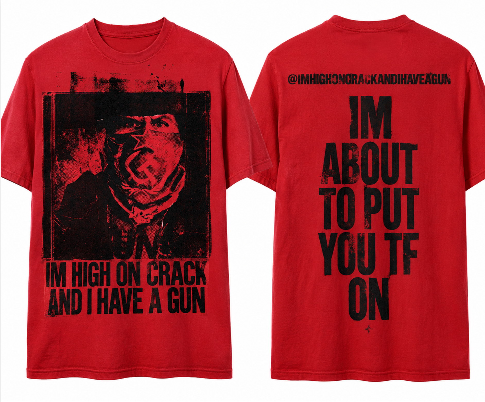Red IHOCAIHAG shirt front and back